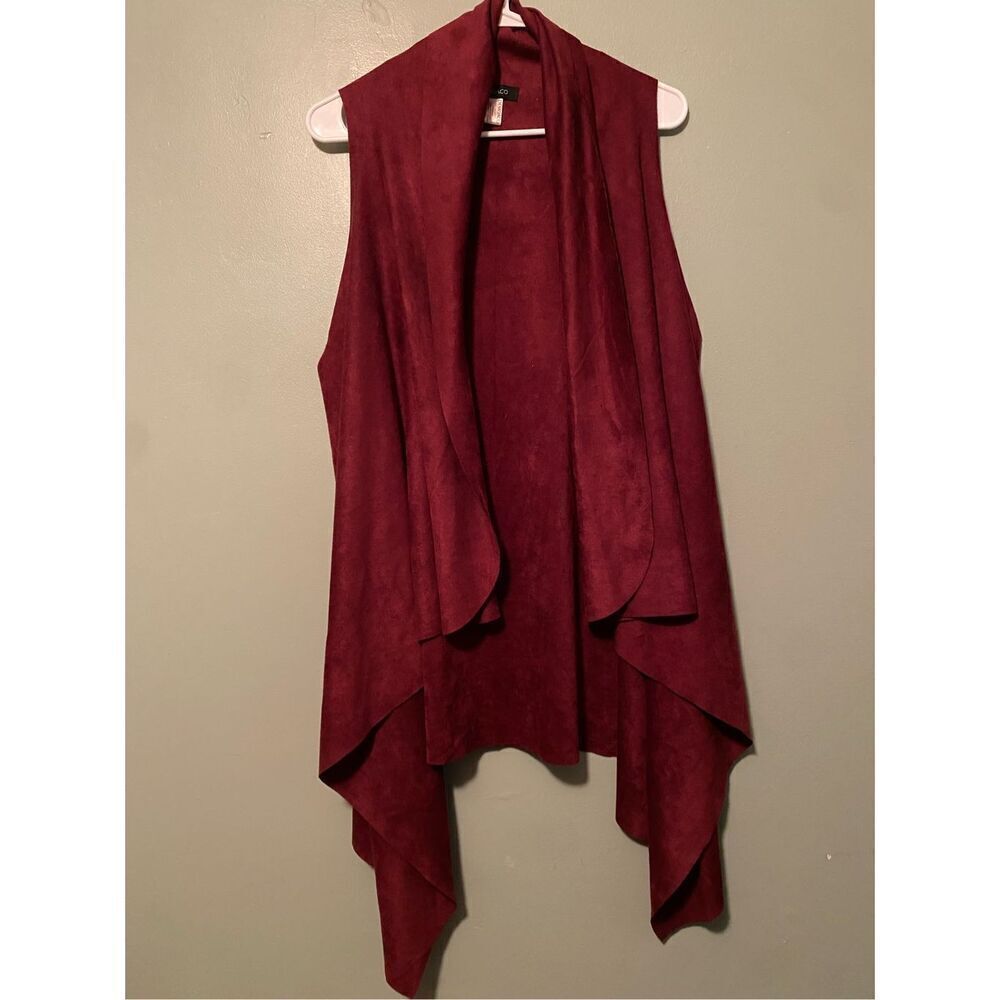 Demdaco Faux Suede Draped Vest One Size Waterfall Asymmetrical Long Line